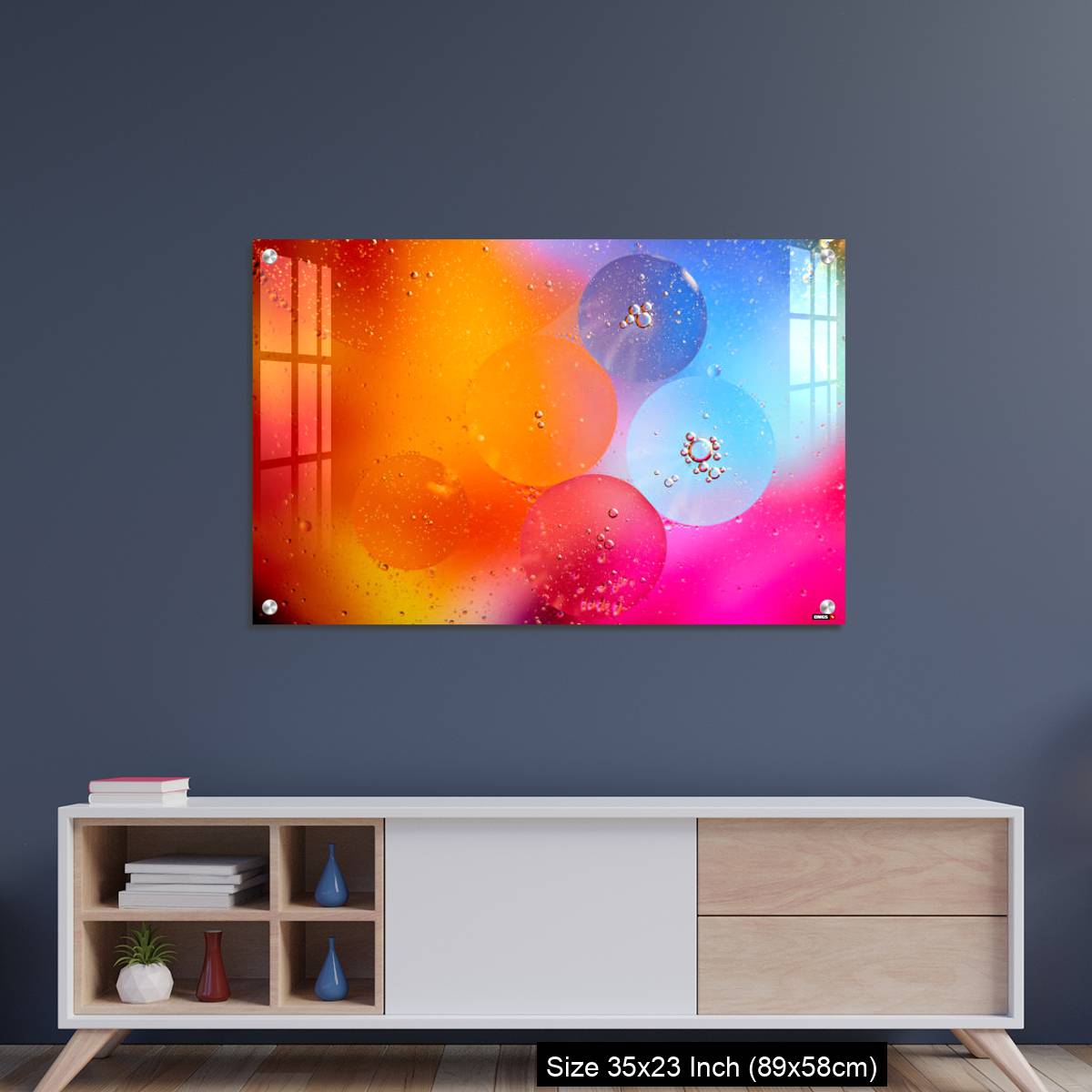 OMGs Acrylic Wall Decor – Beautiful abstract background from mixed water and oil in orange and purple color. - Image 8