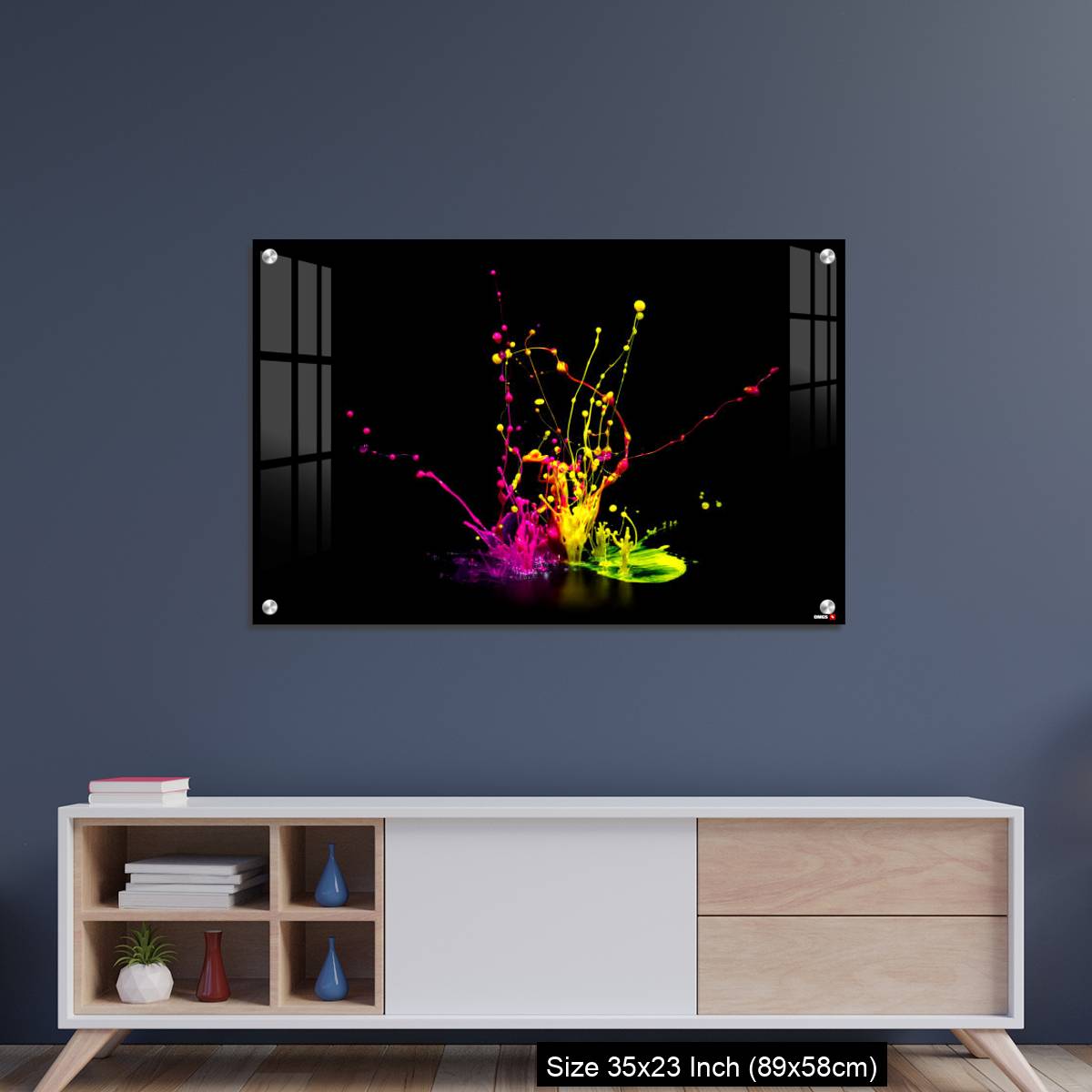 OMGs Acrylic Wall Decor – Colorful paint splashing on audio speaker isolated on black background - Image 8