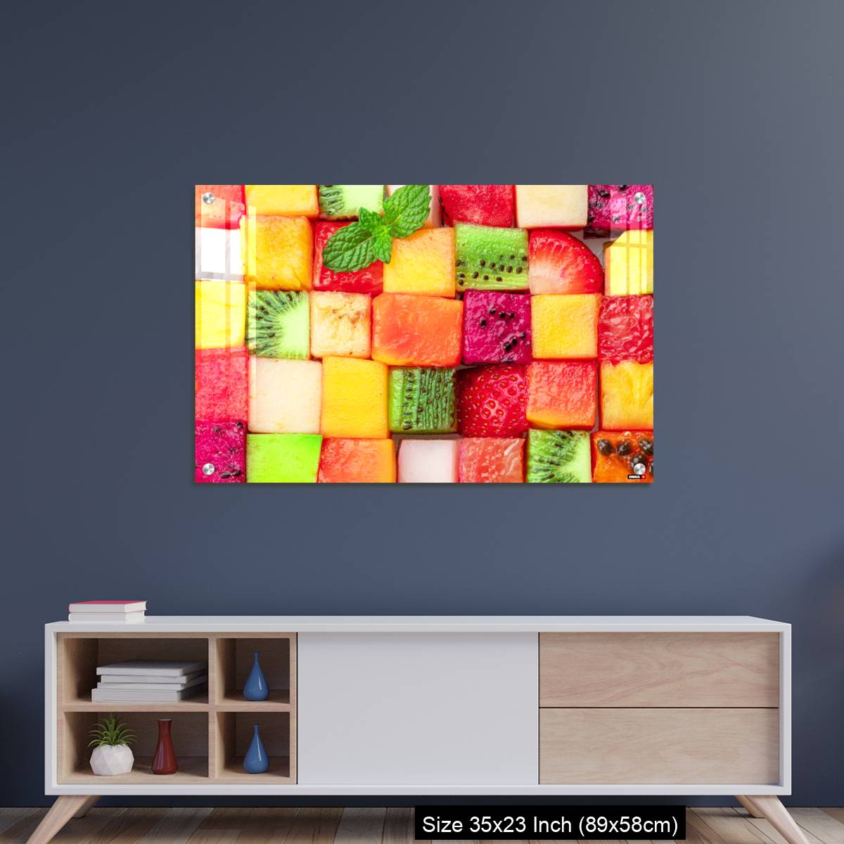 OMGs Acrylic Wall Decor – Fruit puzzle. Colorful food background or pattern arranged of different fruit cubes. - Image 8
