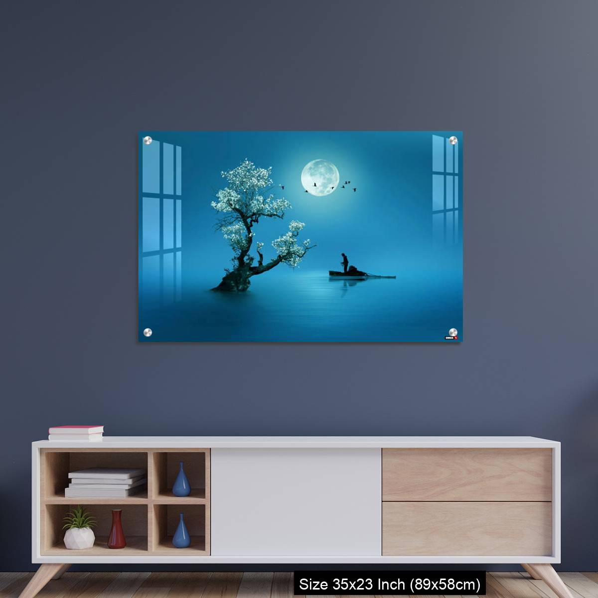 OMGs Acrylic Wall Decor – Moon shines beautifully on the dream country lighting up the fisherman - Image 8