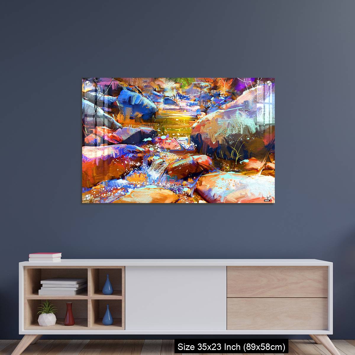 OMGs Acrylic Wall Decor – beautiful waterfall with colorful stones in autumn forest - Image 8