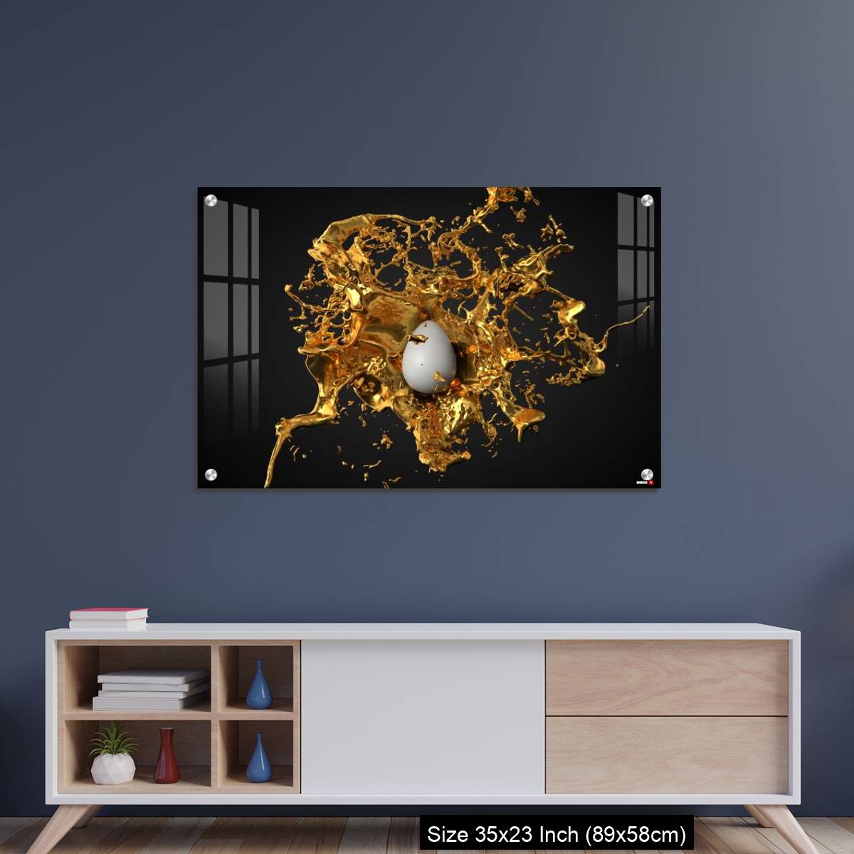 OMGs Acrylic Wall Decor – golden paint splash over a white easter egg. - Image 8