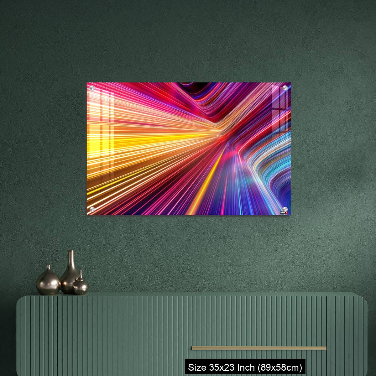 OMGs Acrylic Wall Decor – Bright pink yellow neon rays and glowing lines. - Image 9