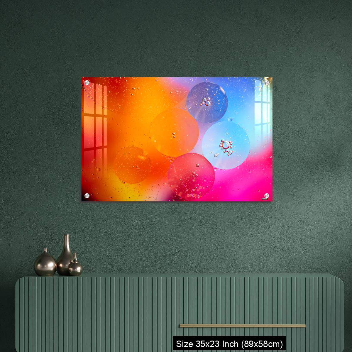 OMGs Acrylic Wall Decor – Beautiful abstract background from mixed water and oil in orange and purple color. - Image 9