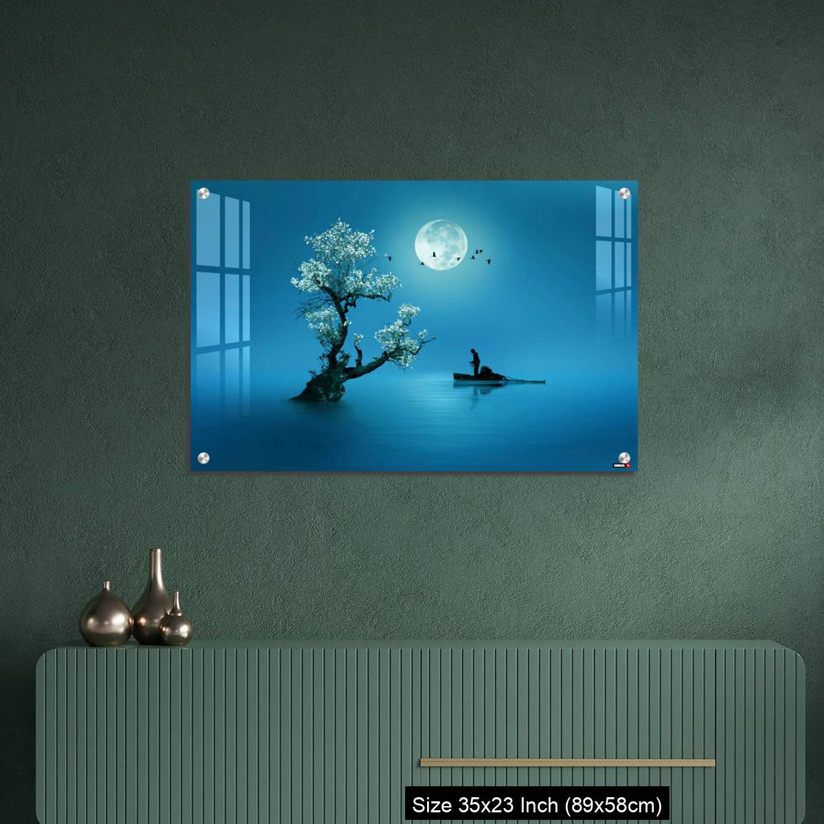 OMGs Acrylic Wall Decor – Moon shines beautifully on the dream country lighting up the fisherman - Image 9