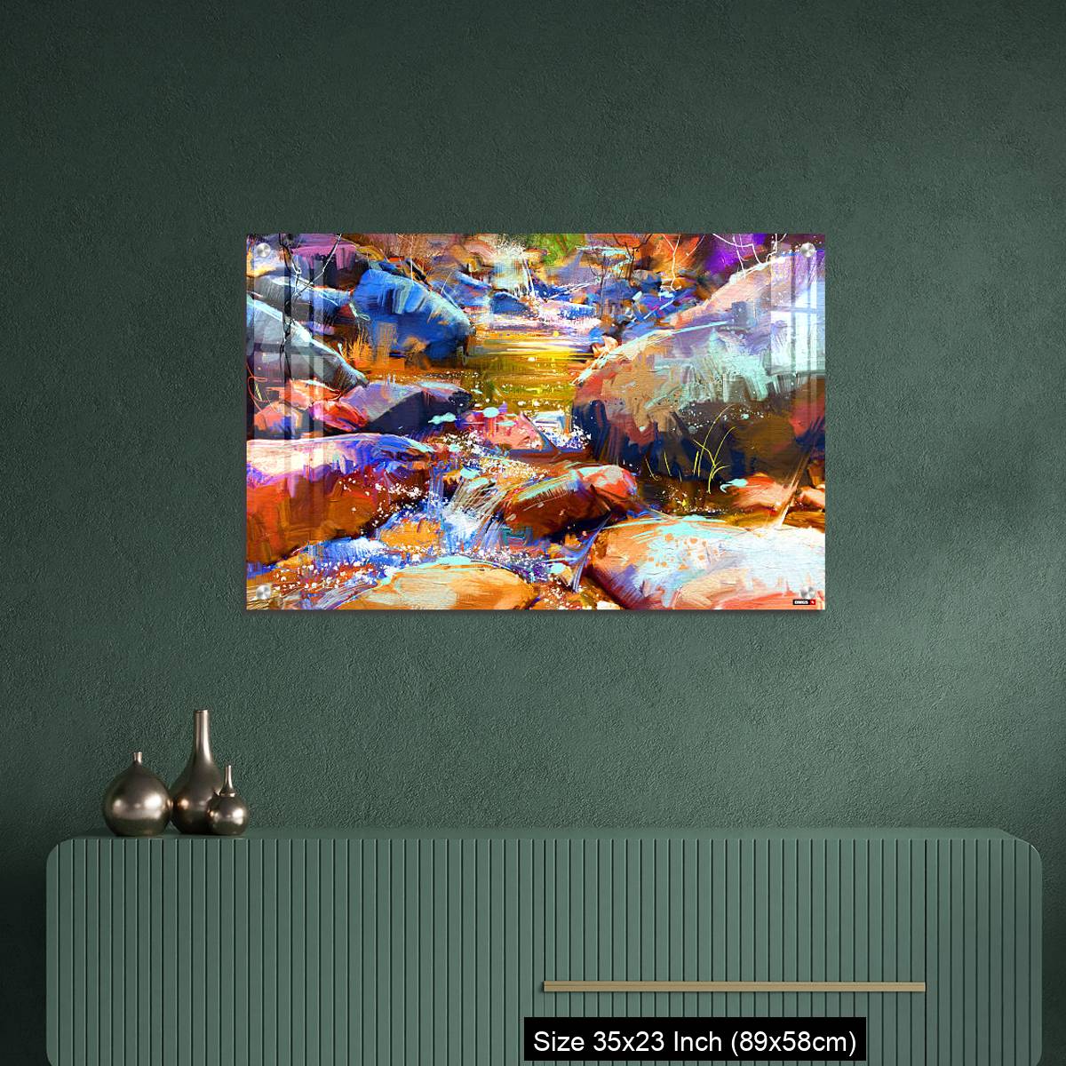 OMGs Acrylic Wall Decor – beautiful waterfall with colorful stones in autumn forest - Image 9