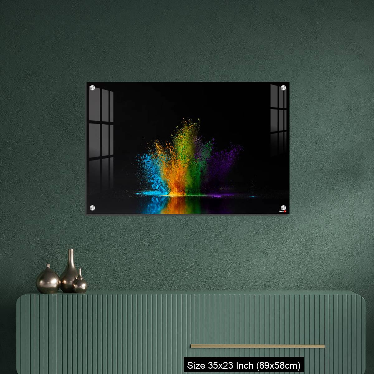 OMGs Acrylic Wall Decor – colorful holi powder explosion on black - Image 9