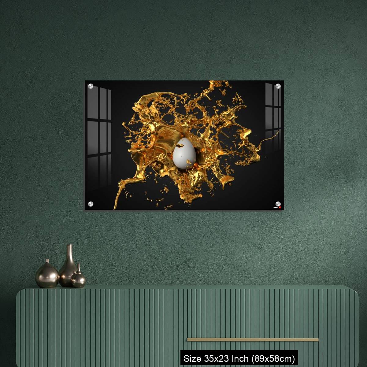 OMGs Acrylic Wall Decor – golden paint splash over a white easter egg. - Image 9