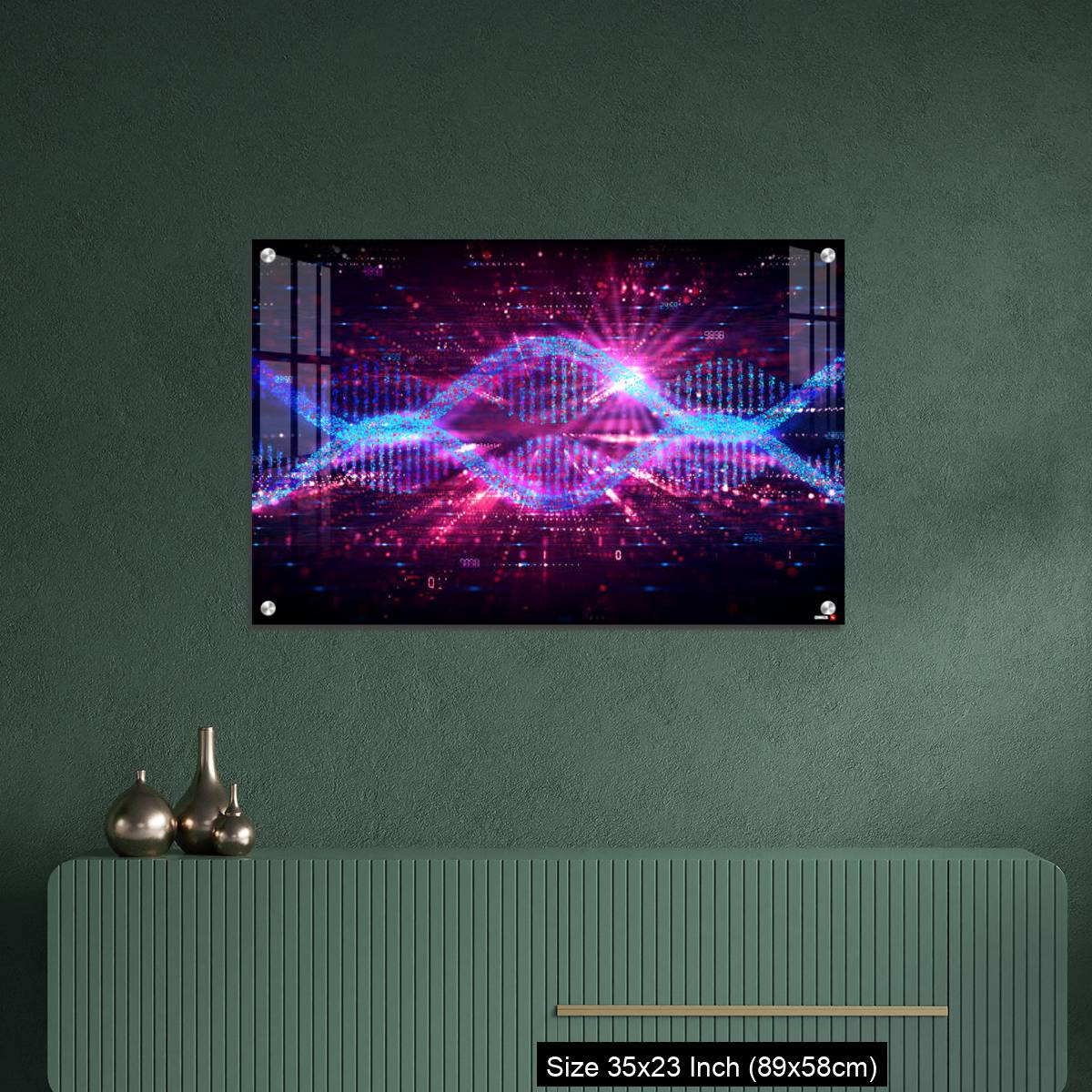 OMGs Acrylic Wall Decor – mRNA Technology - Messenger RNA - Two Strands of mRNA on Abstract Technology Background - Image 9