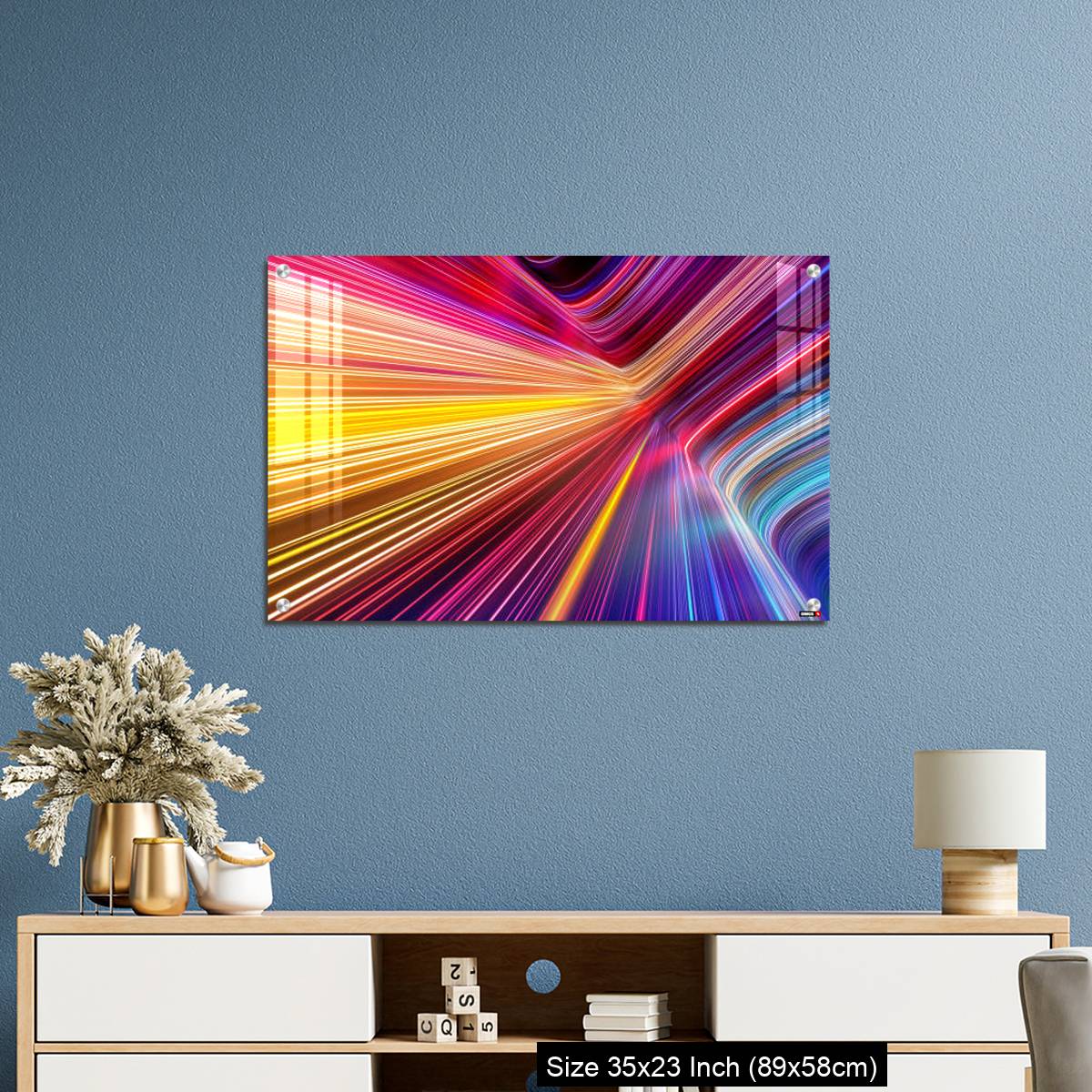 OMGs Acrylic Wall Decor – Bright pink yellow neon rays and glowing lines. - Image 10