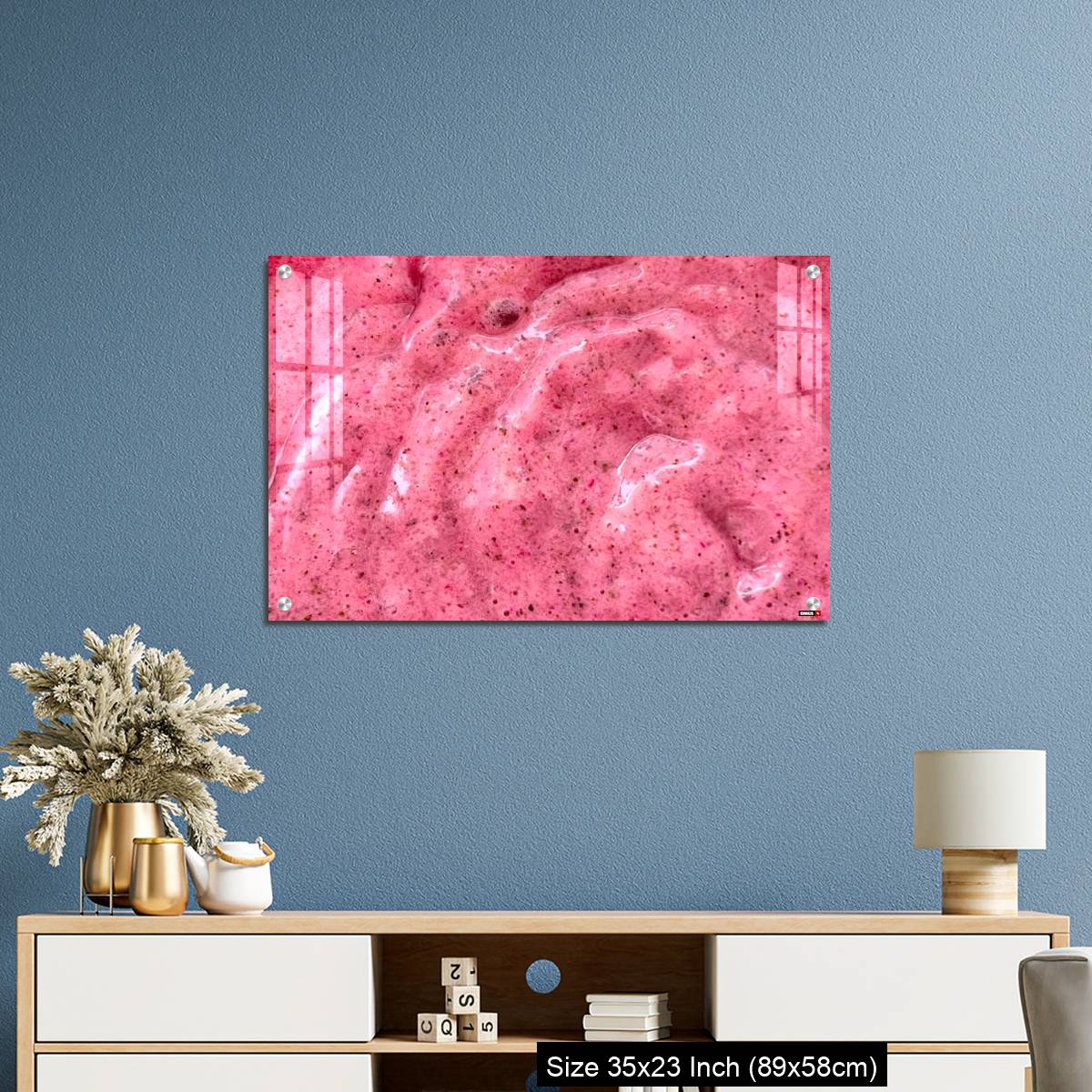 OMGs Acrylic Wall Decor – Close up Blueberry Yogurt Smoothie isolated background - Image 10