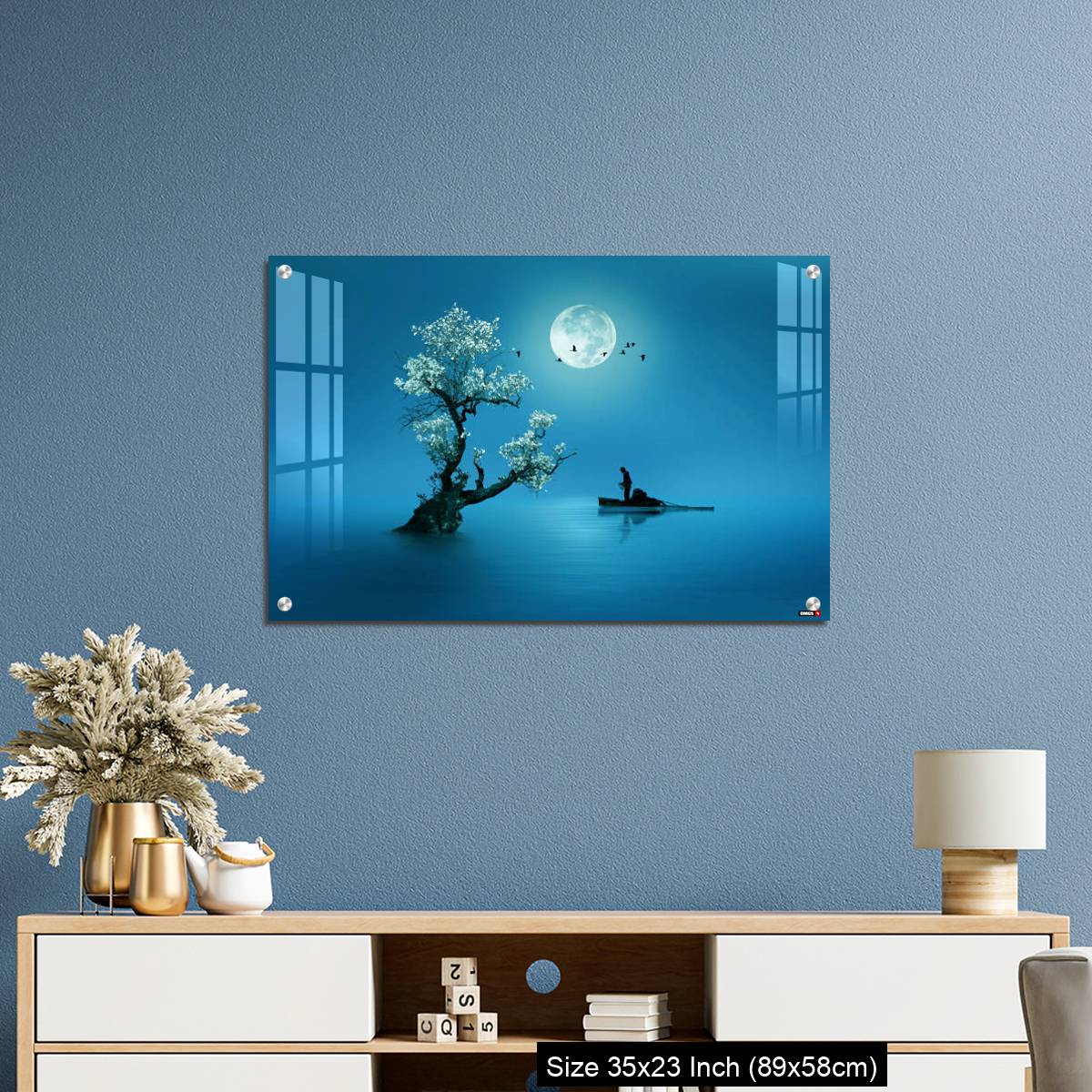 OMGs Acrylic Wall Decor – Moon shines beautifully on the dream country lighting up the fisherman - Image 10