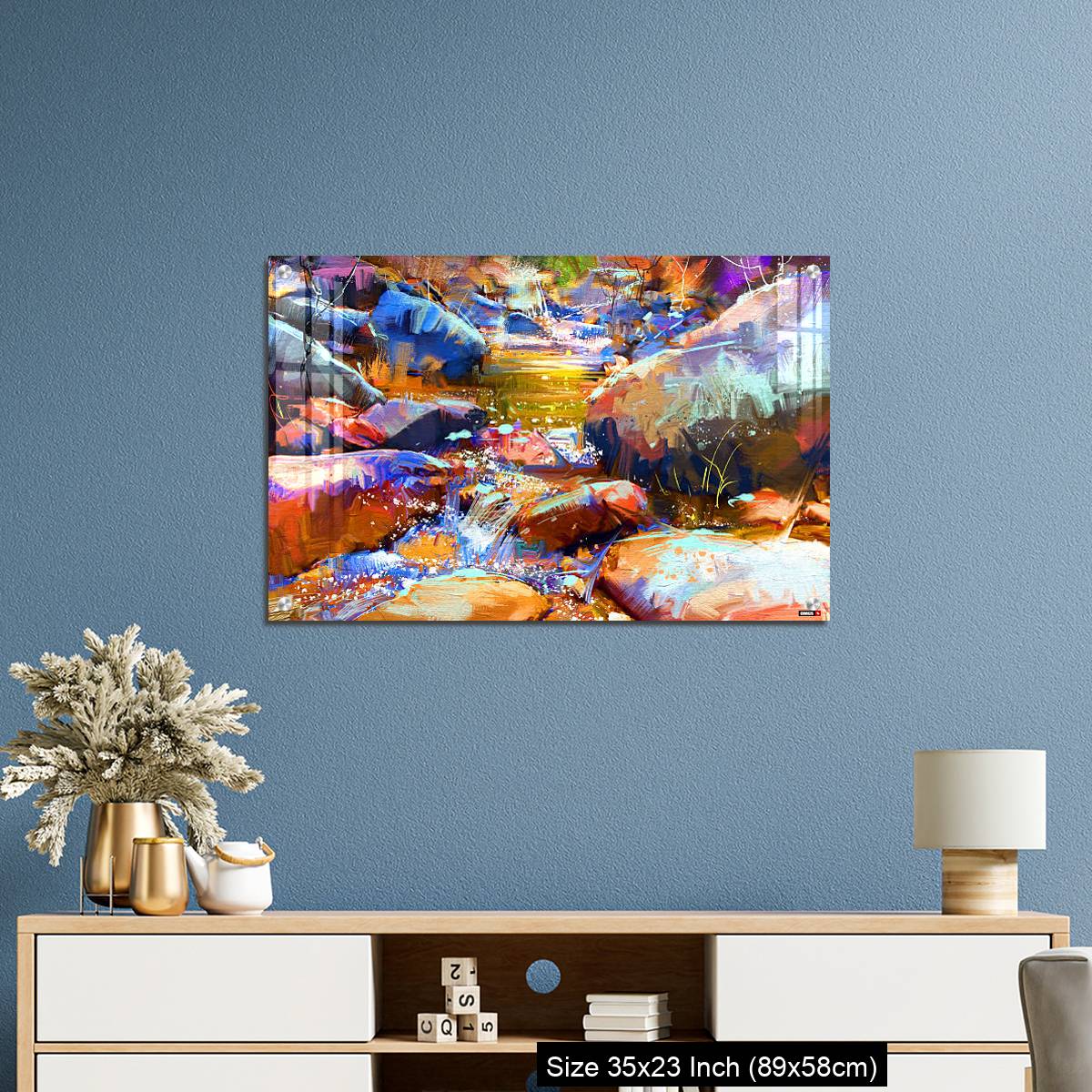 OMGs Acrylic Wall Decor – beautiful waterfall with colorful stones in autumn forest - Image 10