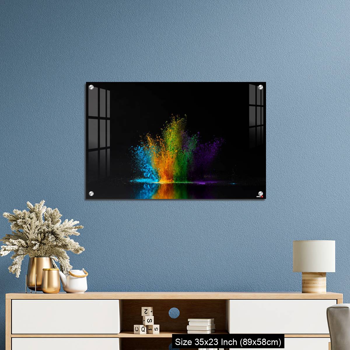 OMGs Acrylic Wall Decor – colorful holi powder explosion on black - Image 10