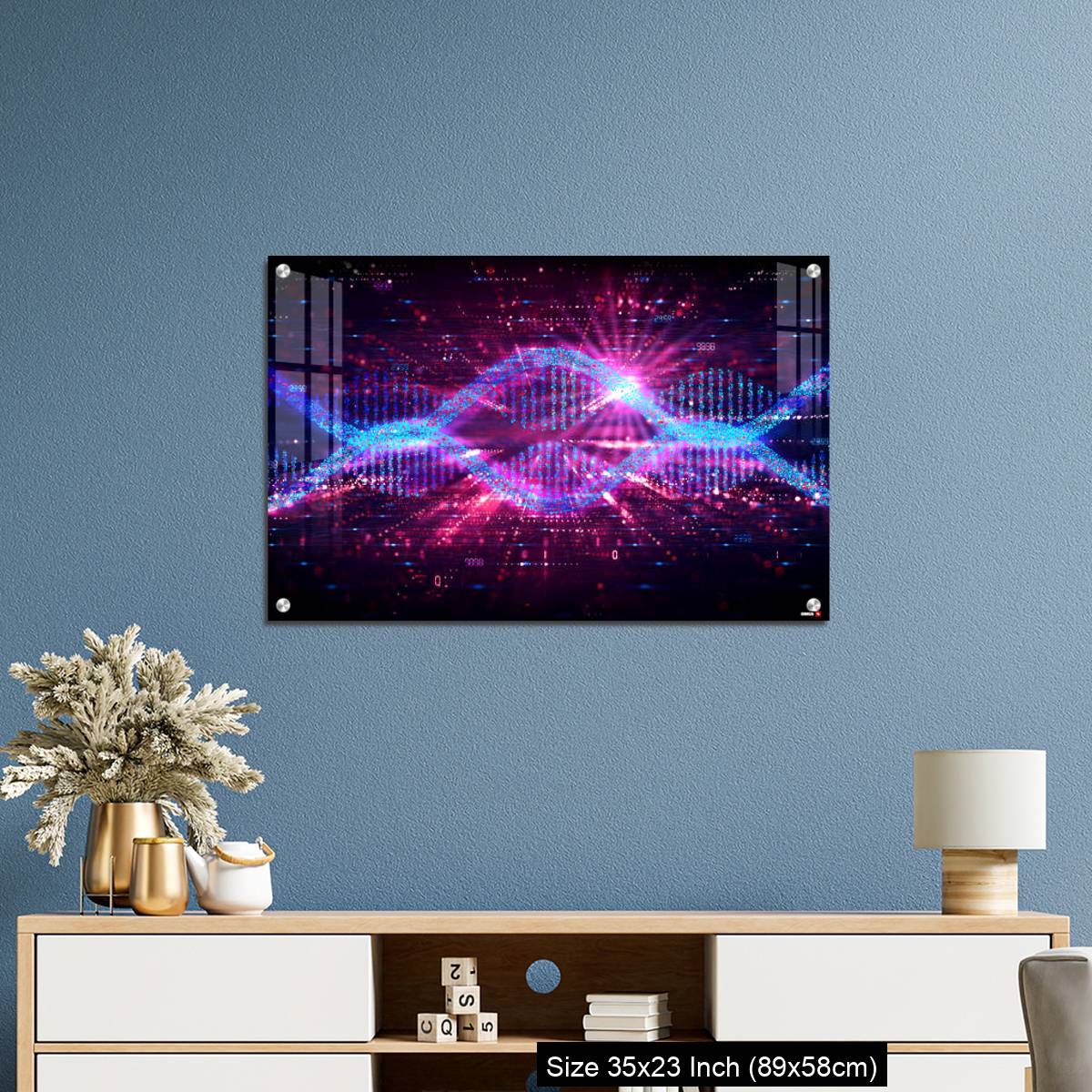 OMGs Acrylic Wall Decor – mRNA Technology - Messenger RNA - Two Strands of mRNA on Abstract Technology Background - Image 10