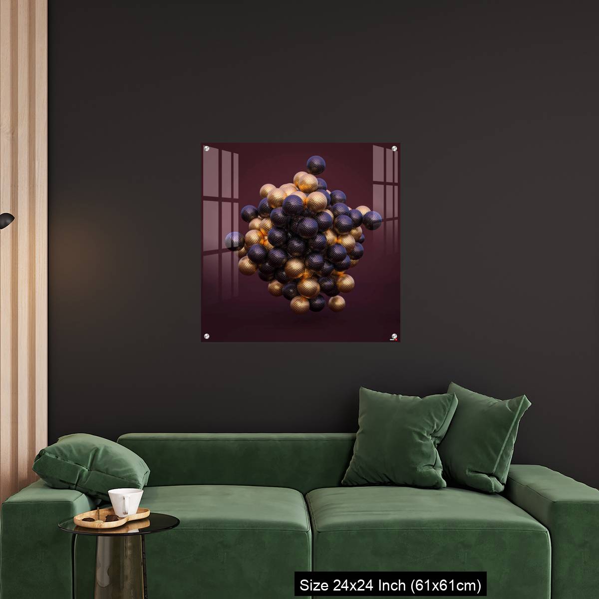 OMGs Acrylic Wall Decor – purple and gold golf balls on an amaranth background. - Image 11