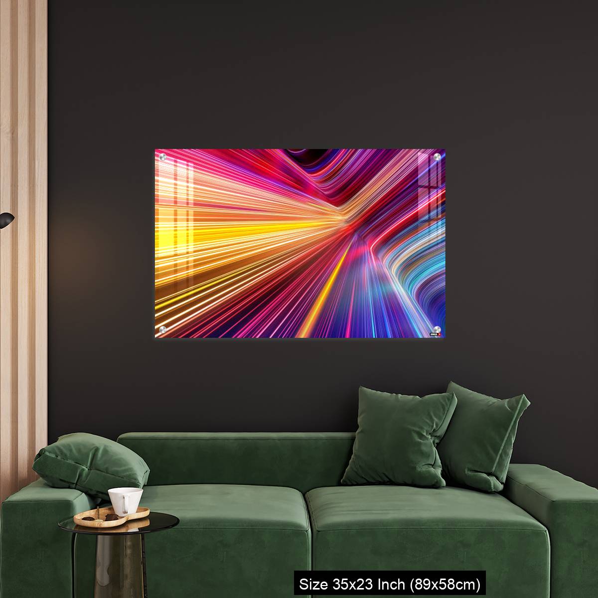 OMGs Acrylic Wall Decor – Bright pink yellow neon rays and glowing lines. - Image 11
