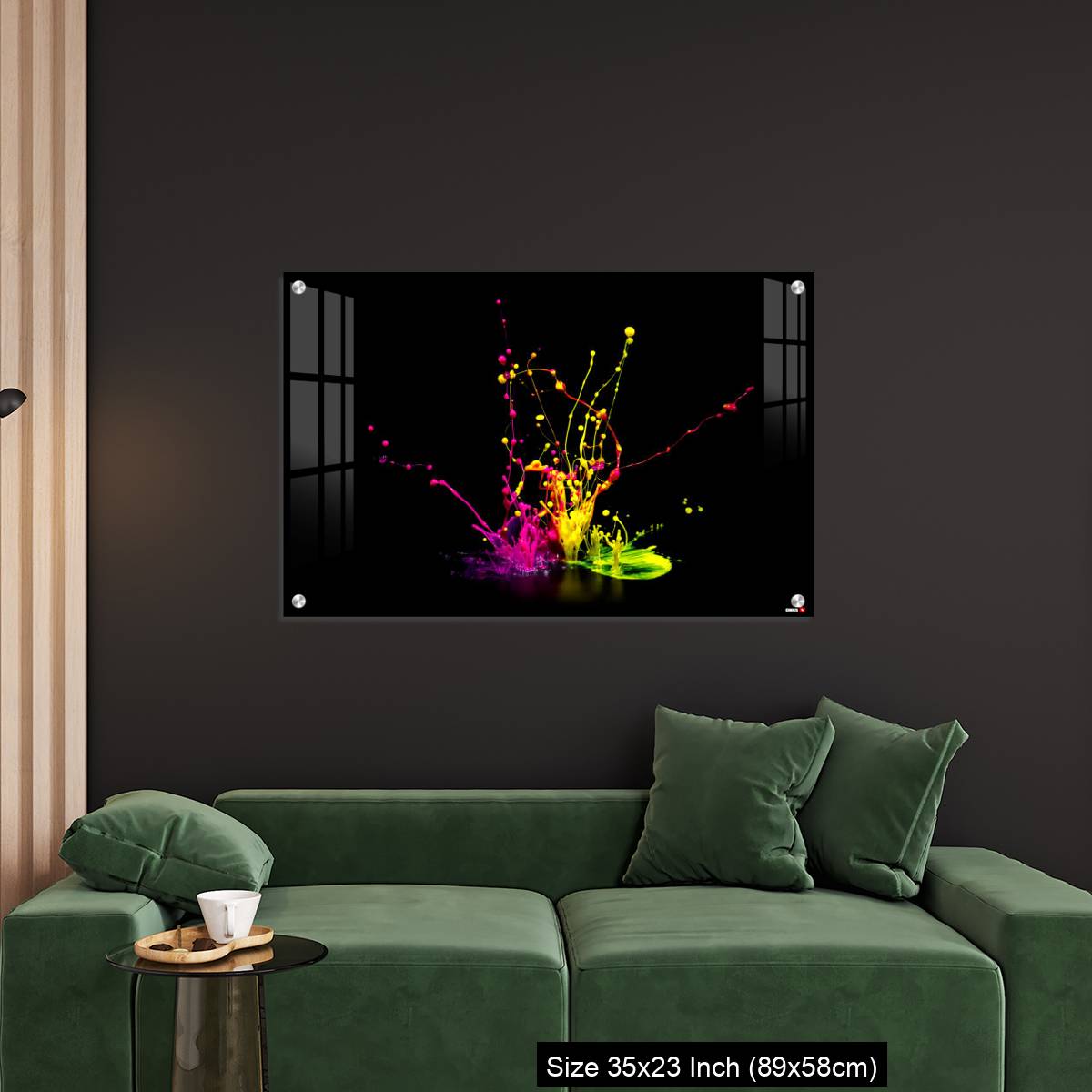 OMGs Acrylic Wall Decor – Colorful paint splashing on audio speaker isolated on black background - Image 11