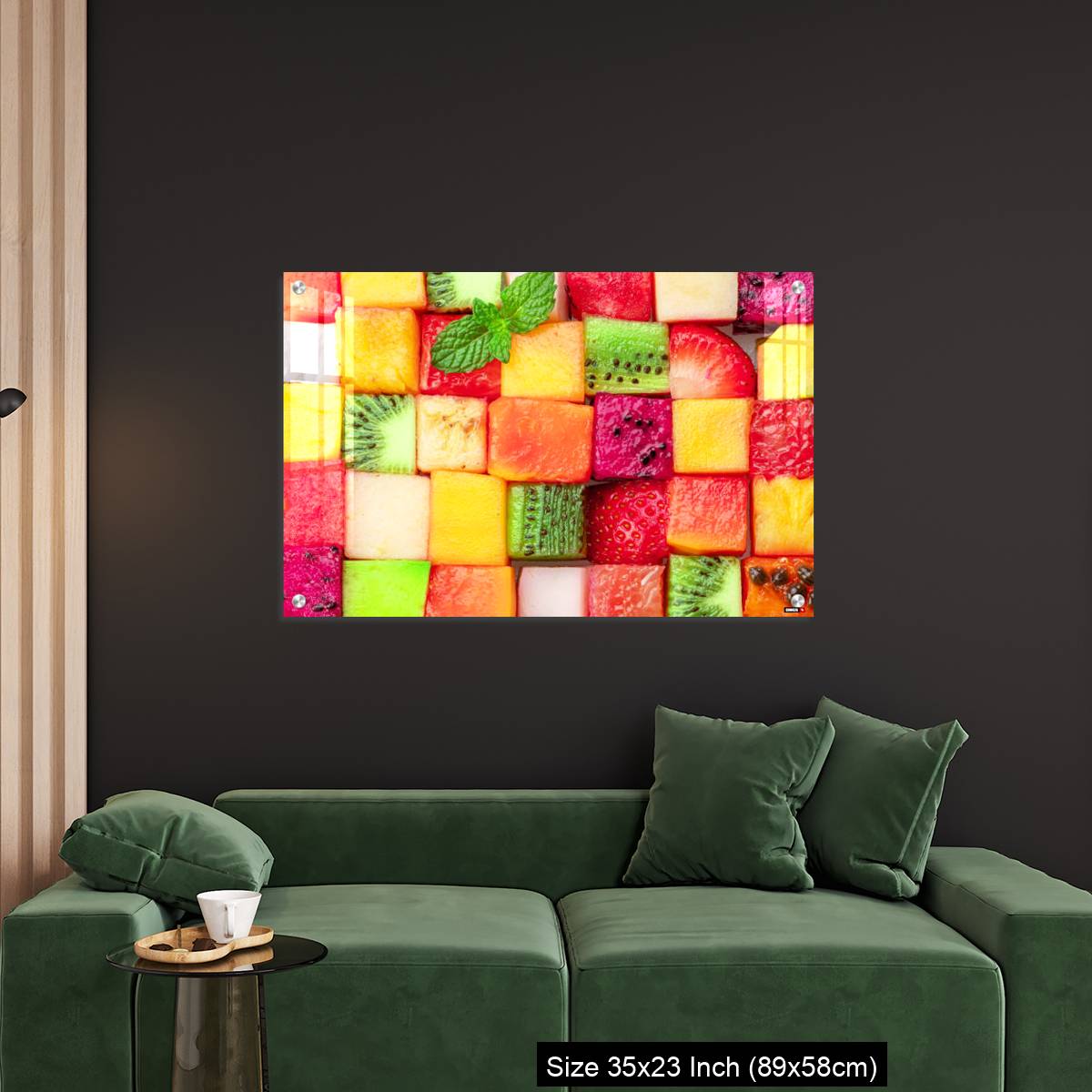 OMGs Acrylic Wall Decor – Fruit puzzle. Colorful food background or pattern arranged of different fruit cubes. - Image 11