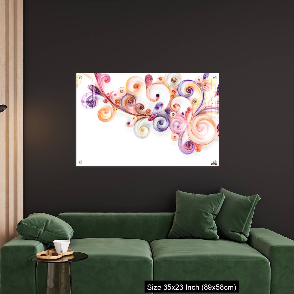 OMGs Acrylic Wall Decor – Quilling paper curls and rolls banner in an abstract  panel with copy space. - Image 11