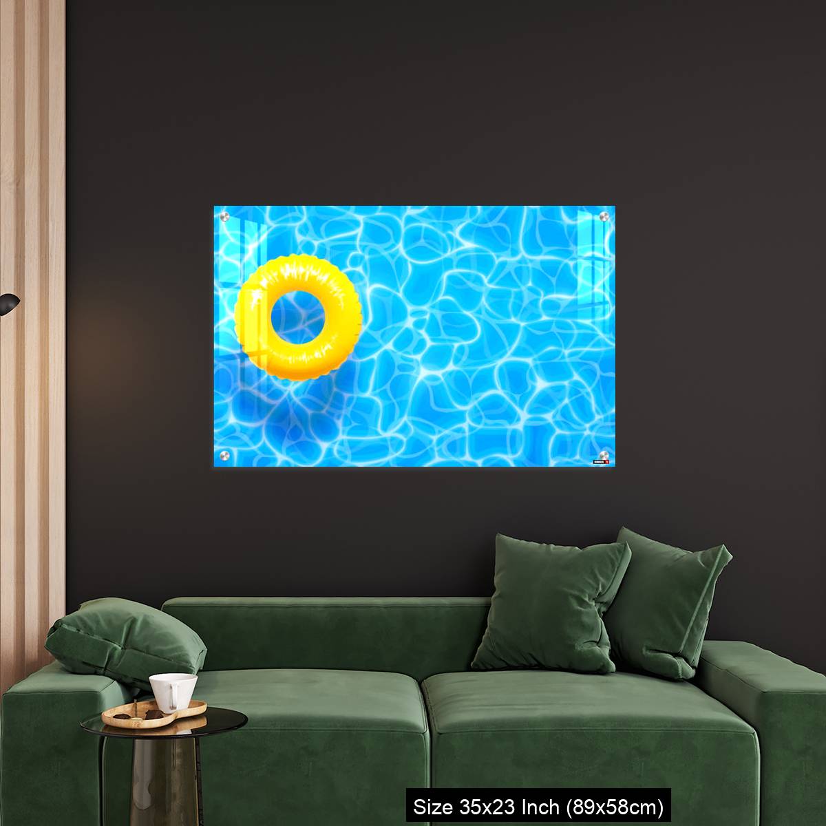 OMGs Acrylic Wall Decor – Water pool summer background with yellow pool float ring. - Image 11