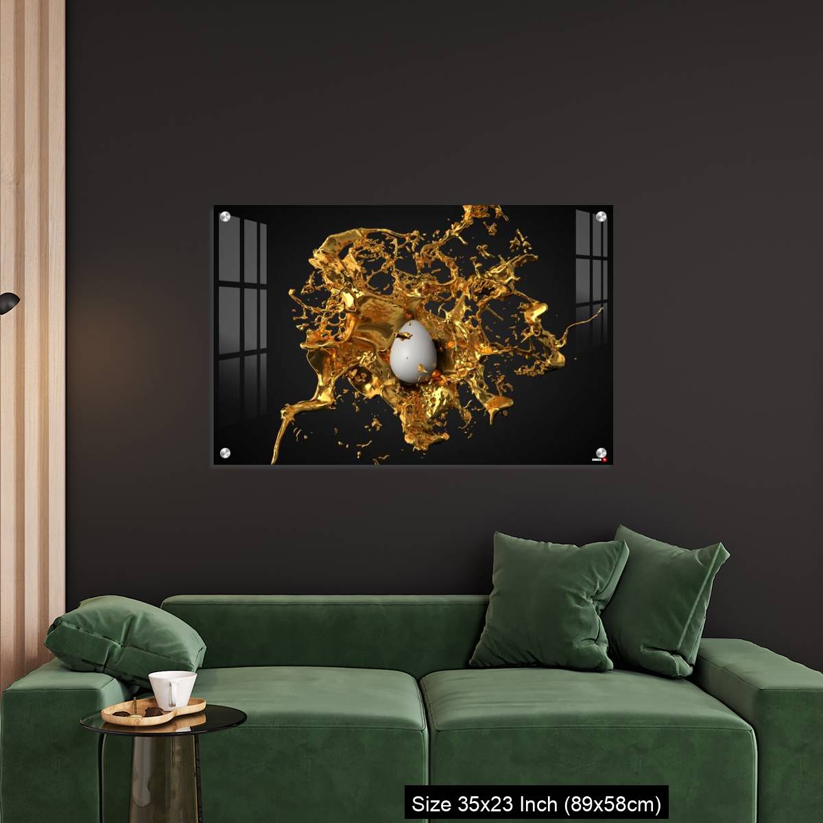 OMGs Acrylic Wall Decor – golden paint splash over a white easter egg. - Image 11