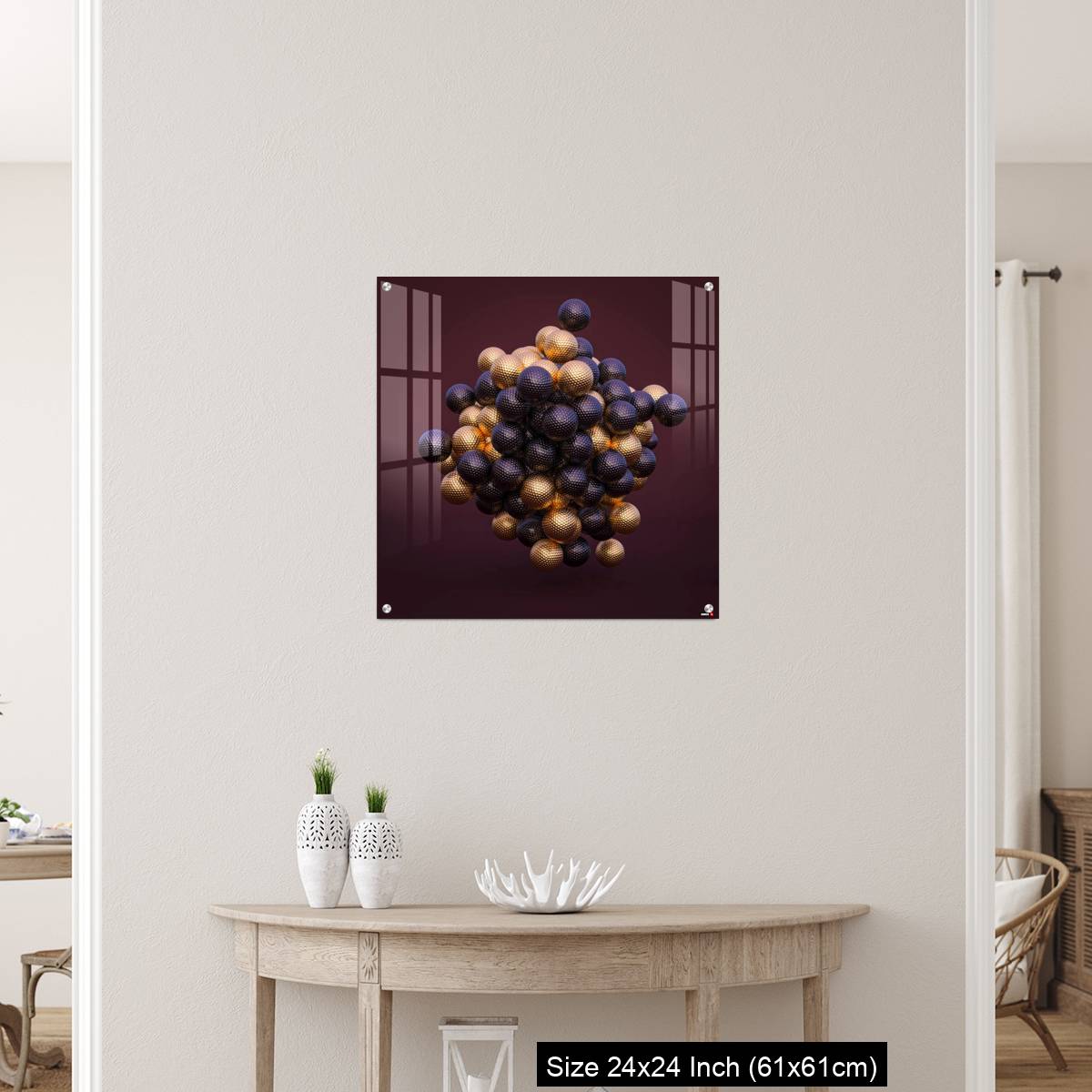 OMGs Acrylic Wall Decor – purple and gold golf balls on an amaranth background. - Image 12