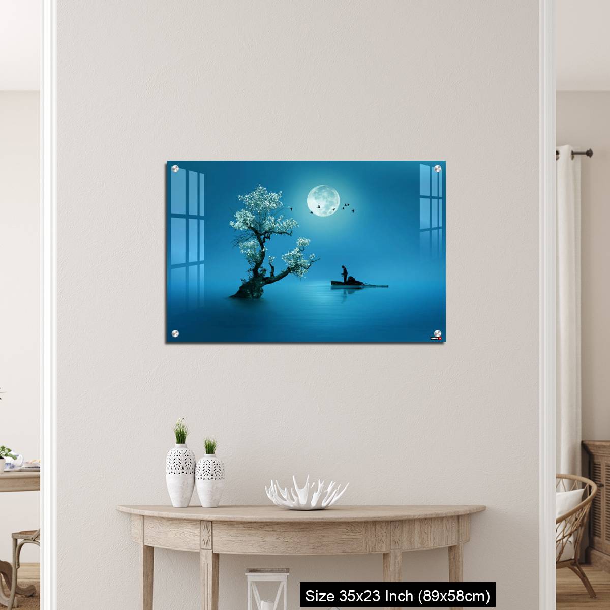 OMGs Acrylic Wall Decor – Moon shines beautifully on the dream country lighting up the fisherman - Image 12
