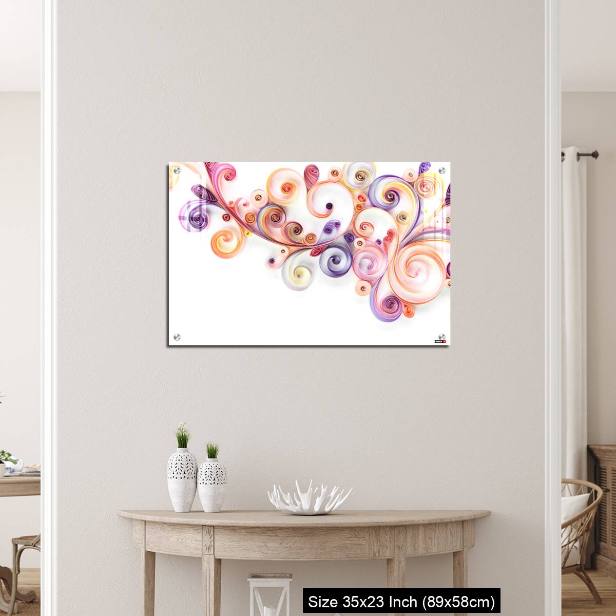 OMGs Acrylic Wall Decor – Quilling paper curls and rolls banner in an abstract  panel with copy space. - Image 12