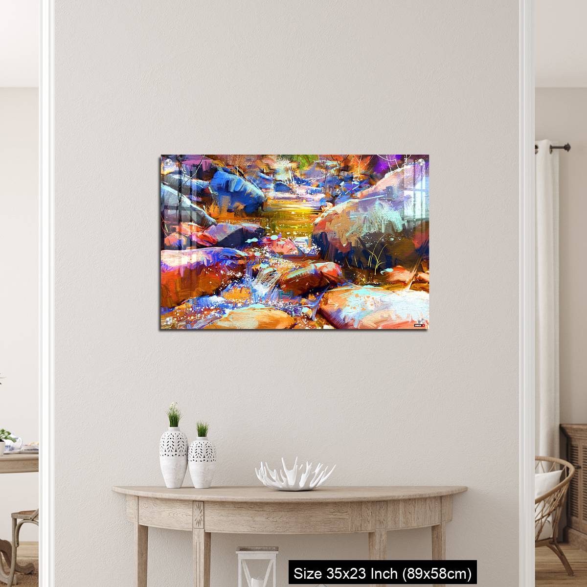 OMGs Acrylic Wall Decor – beautiful waterfall with colorful stones in autumn forest - Image 12