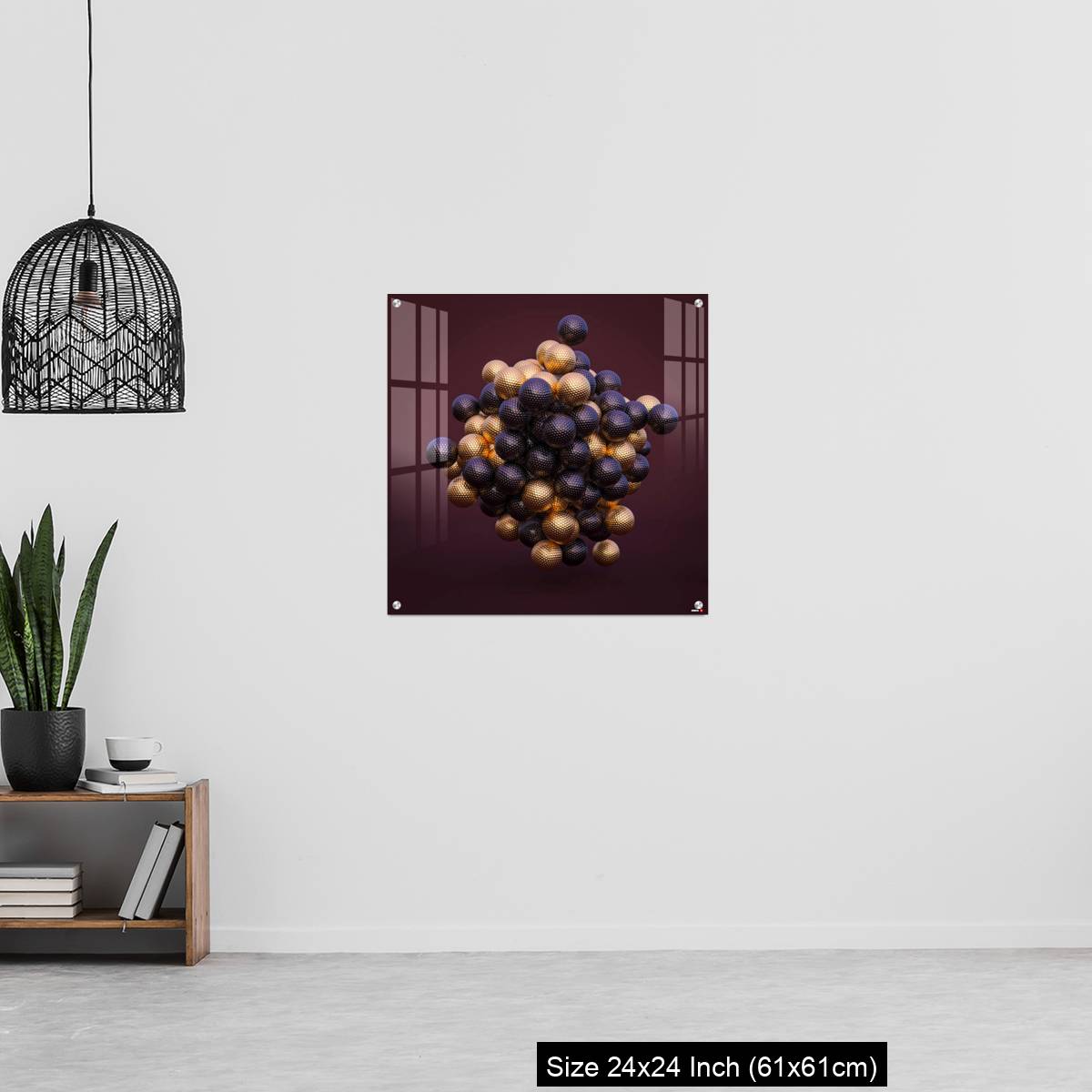 OMGs Acrylic Wall Decor – purple and gold golf balls on an amaranth background. - Image 13