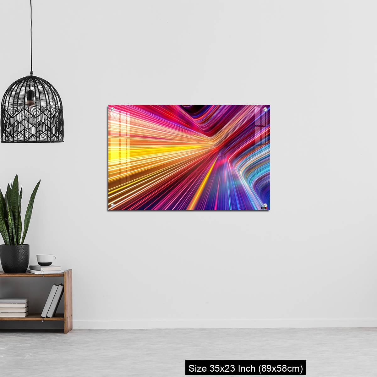 OMGs Acrylic Wall Decor – Bright pink yellow neon rays and glowing lines. - Image 13