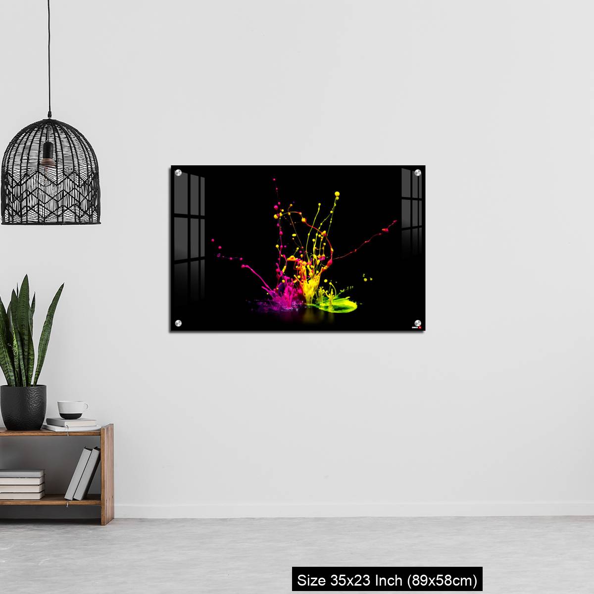 OMGs Acrylic Wall Decor – Colorful paint splashing on audio speaker isolated on black background - Image 13