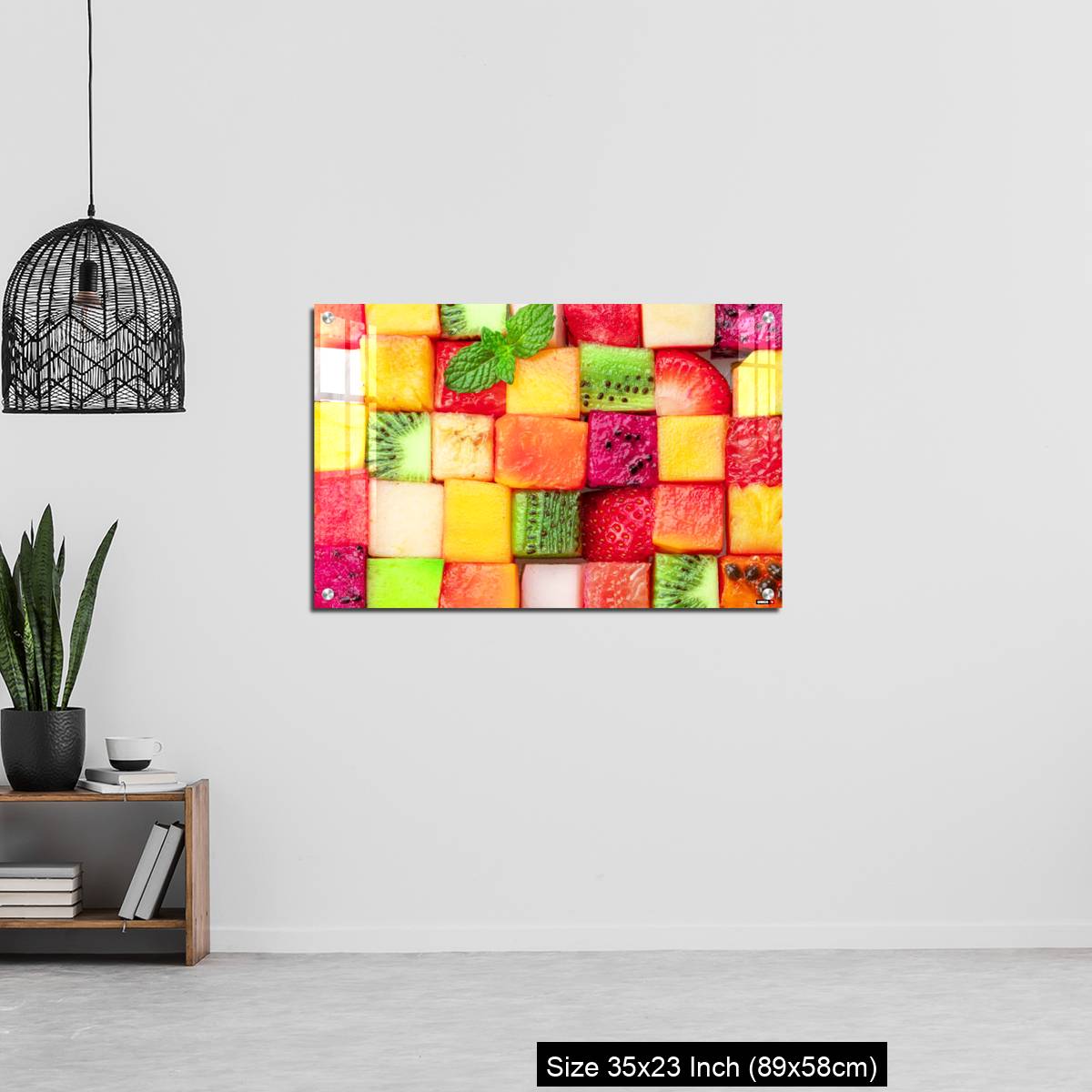 OMGs Acrylic Wall Decor – Fruit puzzle. Colorful food background or pattern arranged of different fruit cubes. - Image 13