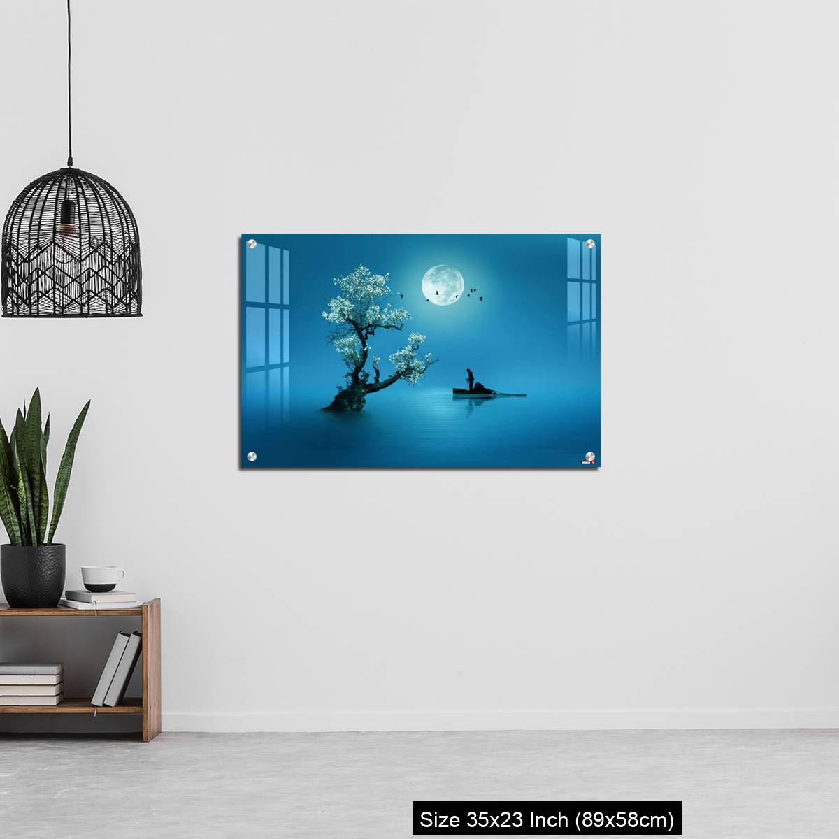 OMGs Acrylic Wall Decor – Moon shines beautifully on the dream country lighting up the fisherman - Image 13