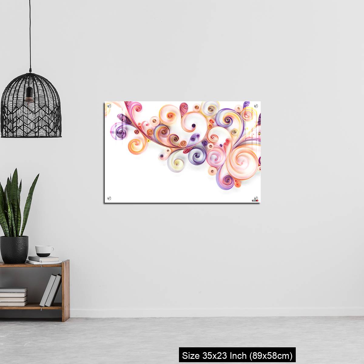 OMGs Acrylic Wall Decor – Quilling paper curls and rolls banner in an abstract  panel with copy space. - Image 13