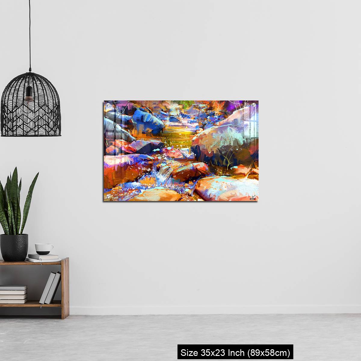 OMGs Acrylic Wall Decor – beautiful waterfall with colorful stones in autumn forest - Image 13