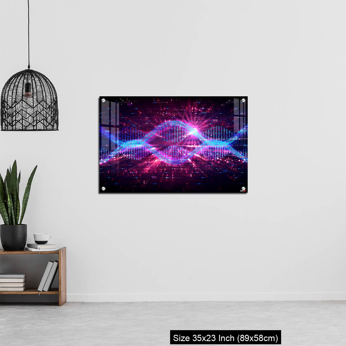 OMGs Acrylic Wall Decor – mRNA Technology - Messenger RNA - Two Strands of mRNA on Abstract Technology Background - Image 13