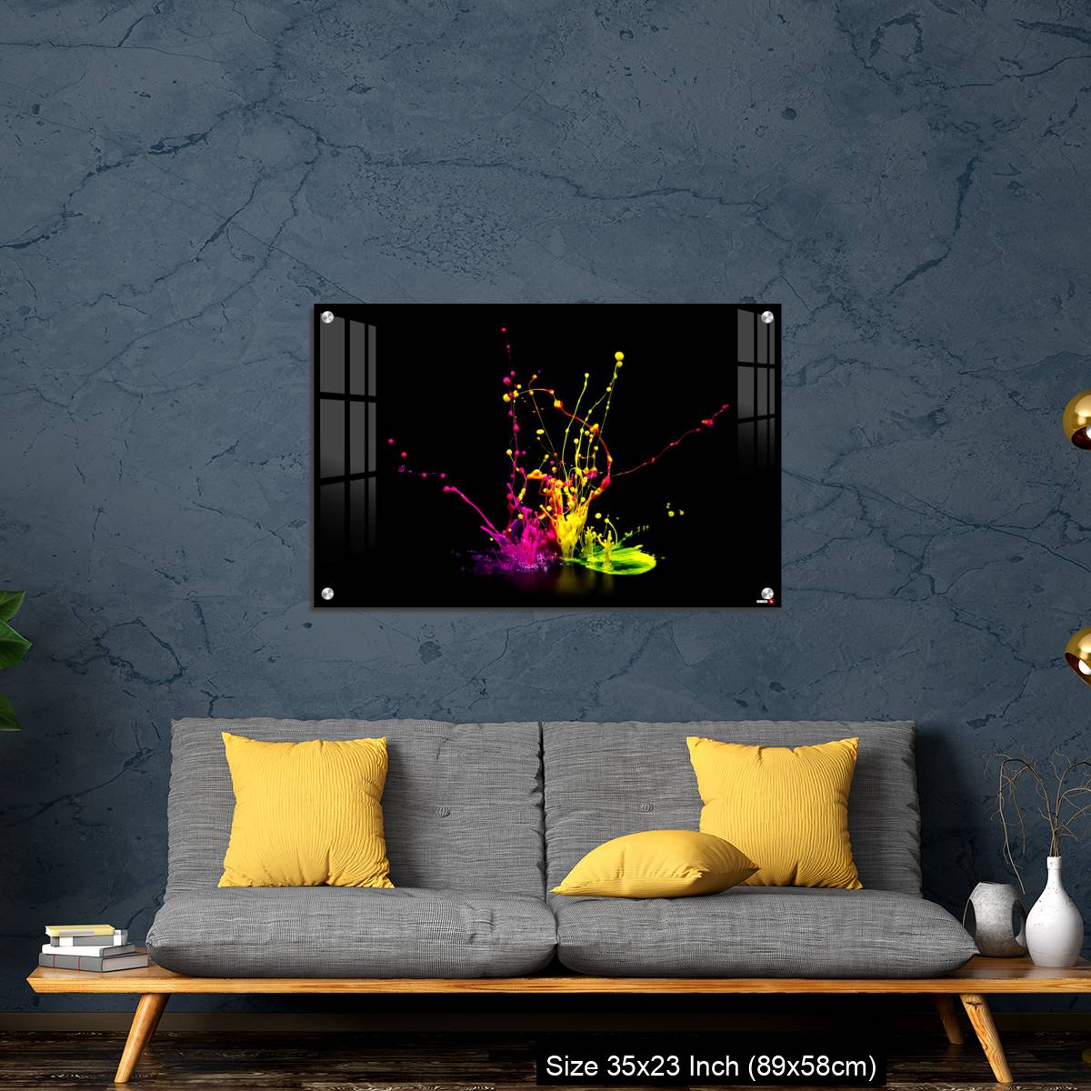 OMGs Acrylic Wall Decor – Colorful paint splashing on audio speaker isolated on black background - Image 14