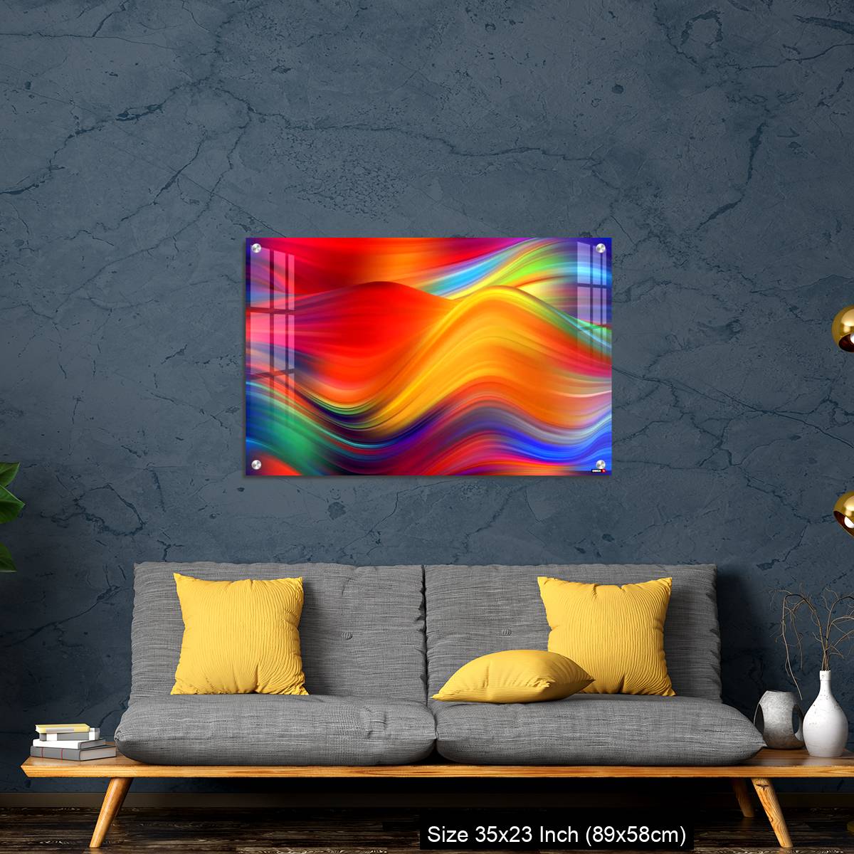 OMGs Acrylic Wall Decor – Modern colorful flow poster. Wave Liquid shape color background. - Image 14