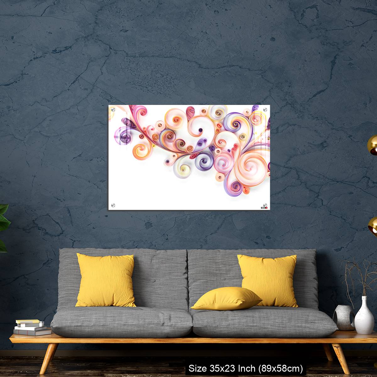 OMGs Acrylic Wall Decor – Quilling paper curls and rolls banner in an abstract  panel with copy space. - Image 14