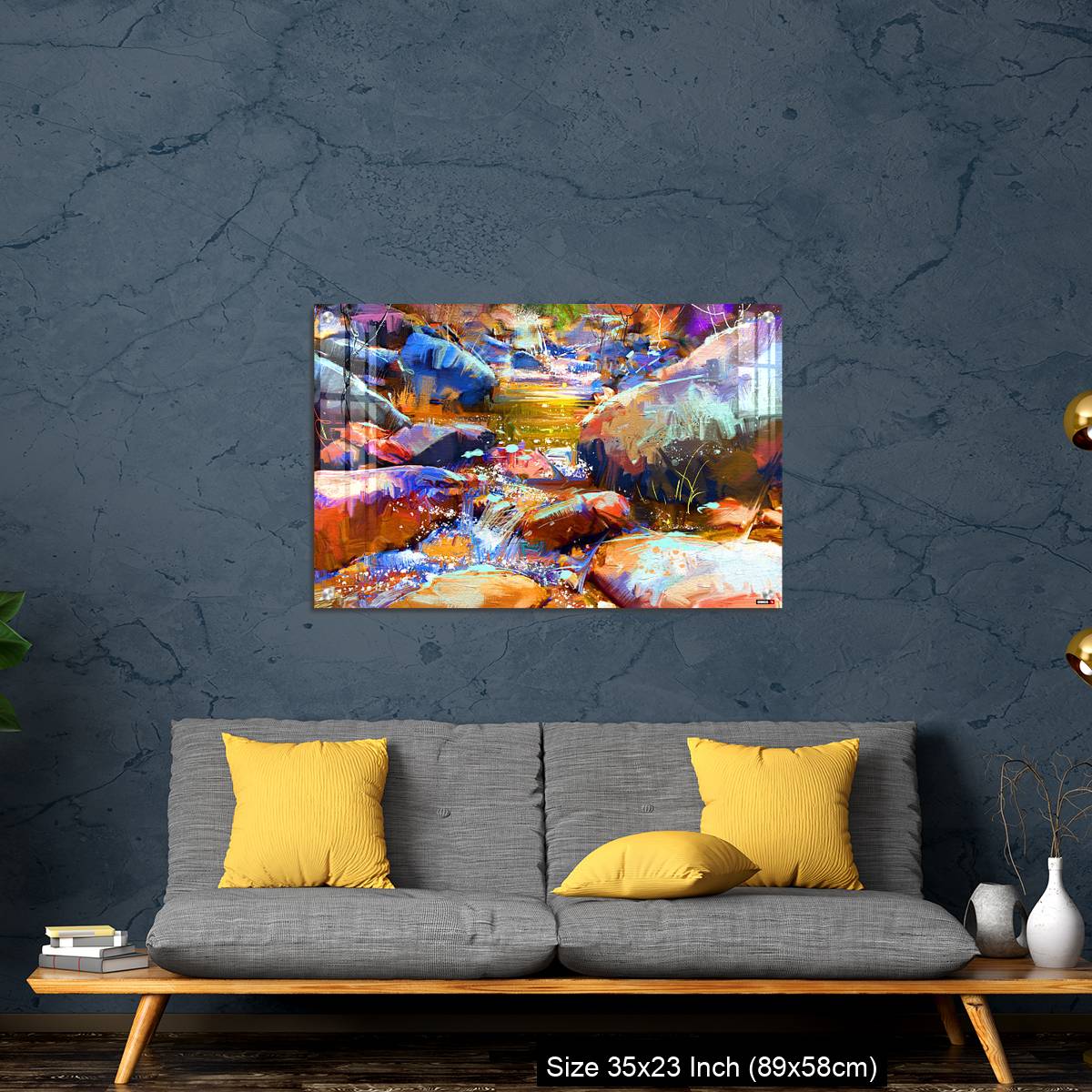 OMGs Acrylic Wall Decor – beautiful waterfall with colorful stones in autumn forest - Image 14