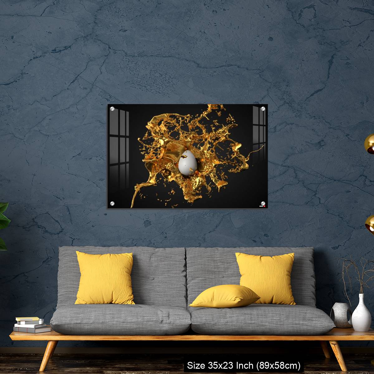 OMGs Acrylic Wall Decor – golden paint splash over a white easter egg. - Image 14