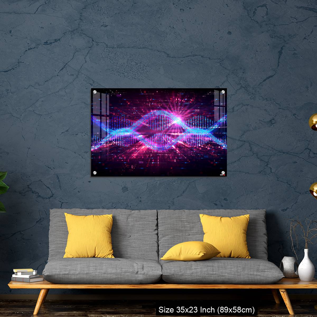 OMGs Acrylic Wall Decor – mRNA Technology - Messenger RNA - Two Strands of mRNA on Abstract Technology Background - Image 14