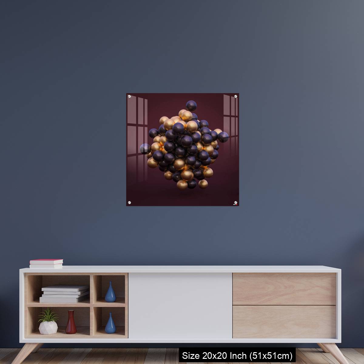 OMGs Acrylic Wall Decor – purple and gold golf balls on an amaranth background. - Image 15
