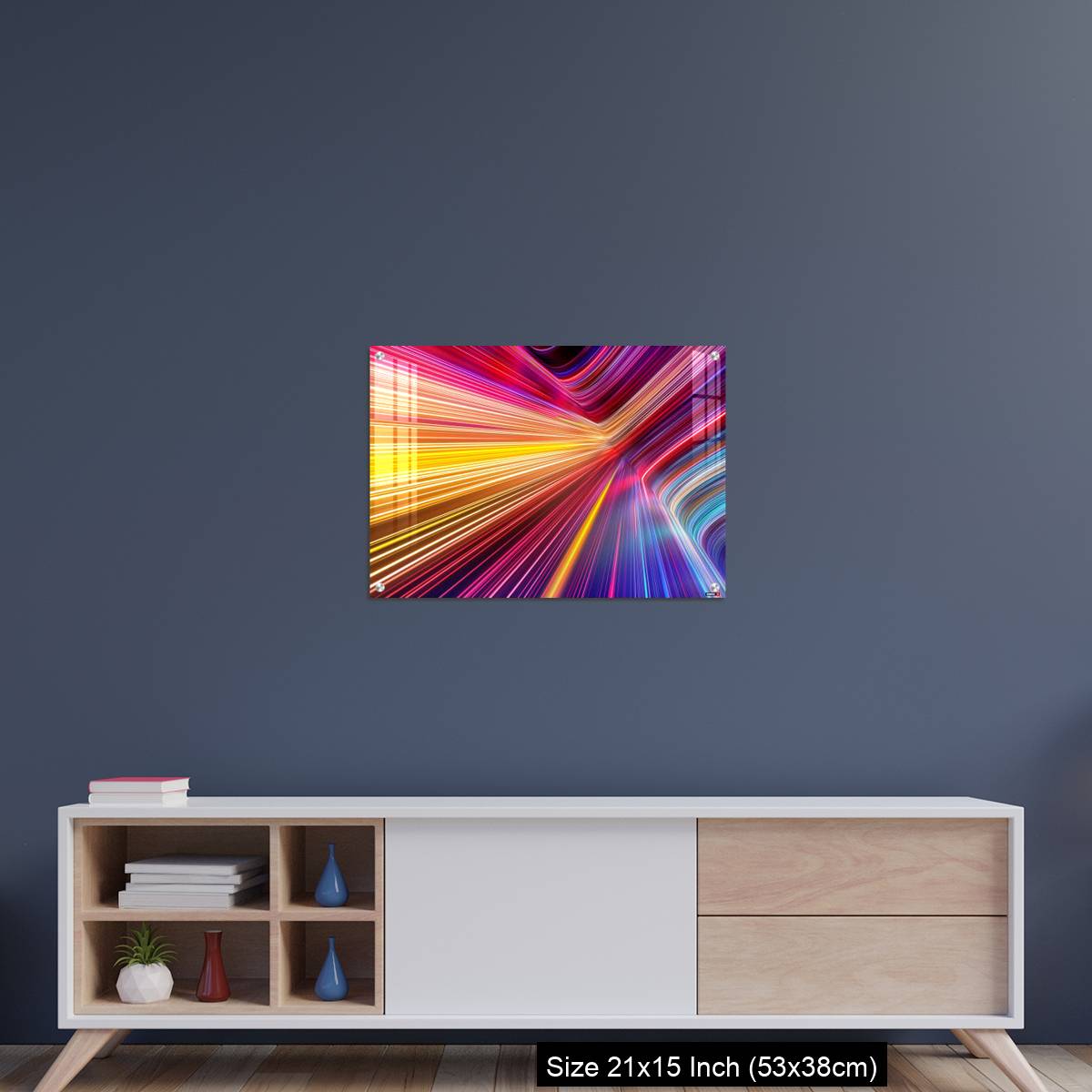 OMGs Acrylic Wall Decor – Bright pink yellow neon rays and glowing lines. - Image 15