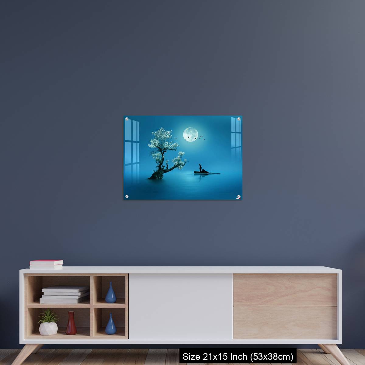 OMGs Acrylic Wall Decor – Moon shines beautifully on the dream country lighting up the fisherman - Image 15