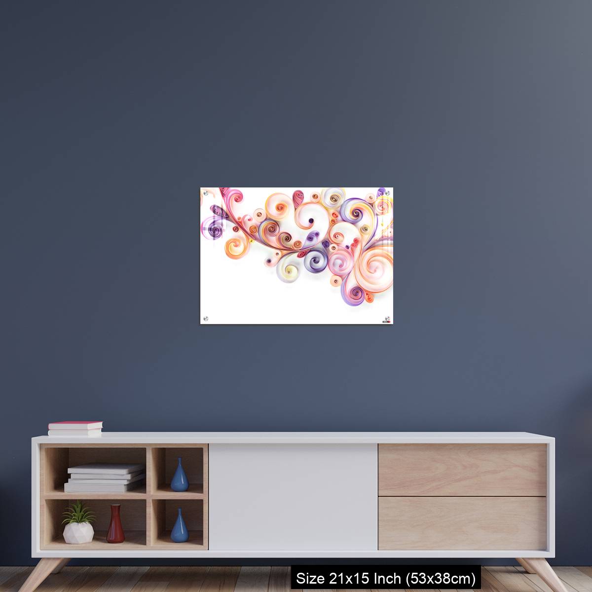 OMGs Acrylic Wall Decor – Quilling paper curls and rolls banner in an abstract  panel with copy space. - Image 15