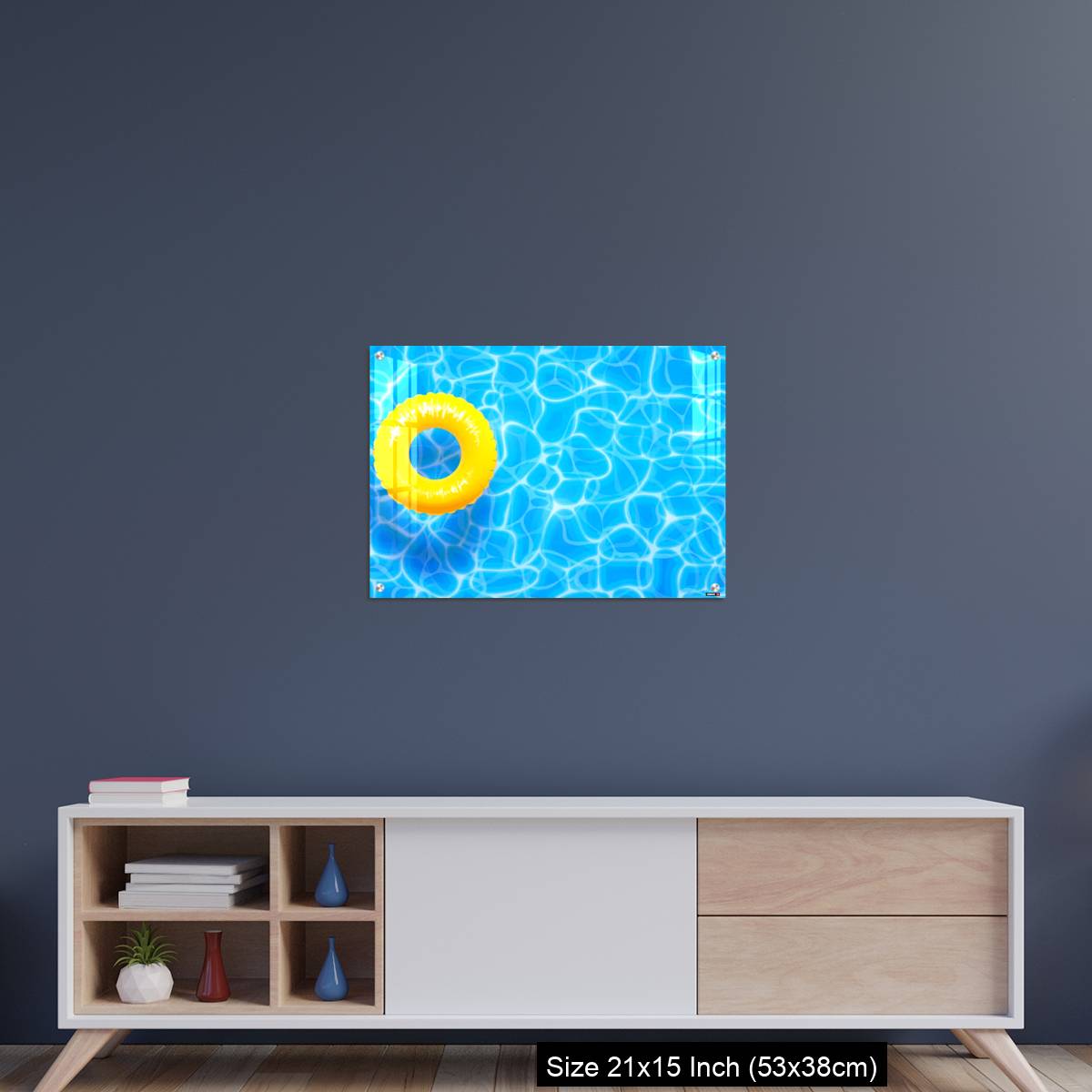 OMGs Acrylic Wall Decor – Water pool summer background with yellow pool float ring. - Image 15