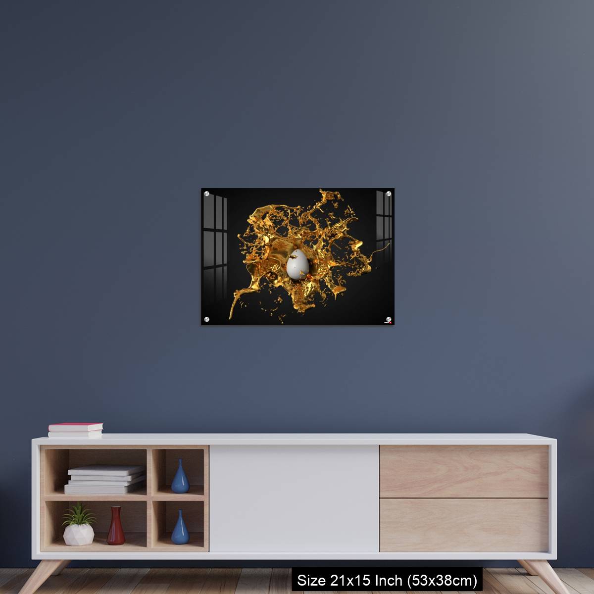 OMGs Acrylic Wall Decor – golden paint splash over a white easter egg. - Image 15